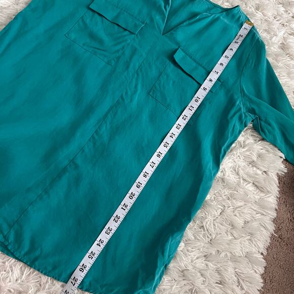 J.Jill Teal 100% Silk Blouse Size M - Picture 7 of 7